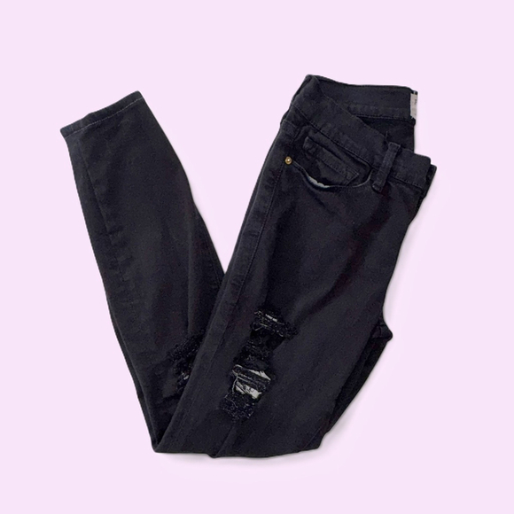 FRAME Denim Le Skinny De Jeanne Black Distressed Jeans 25 - Picture 7 of 9